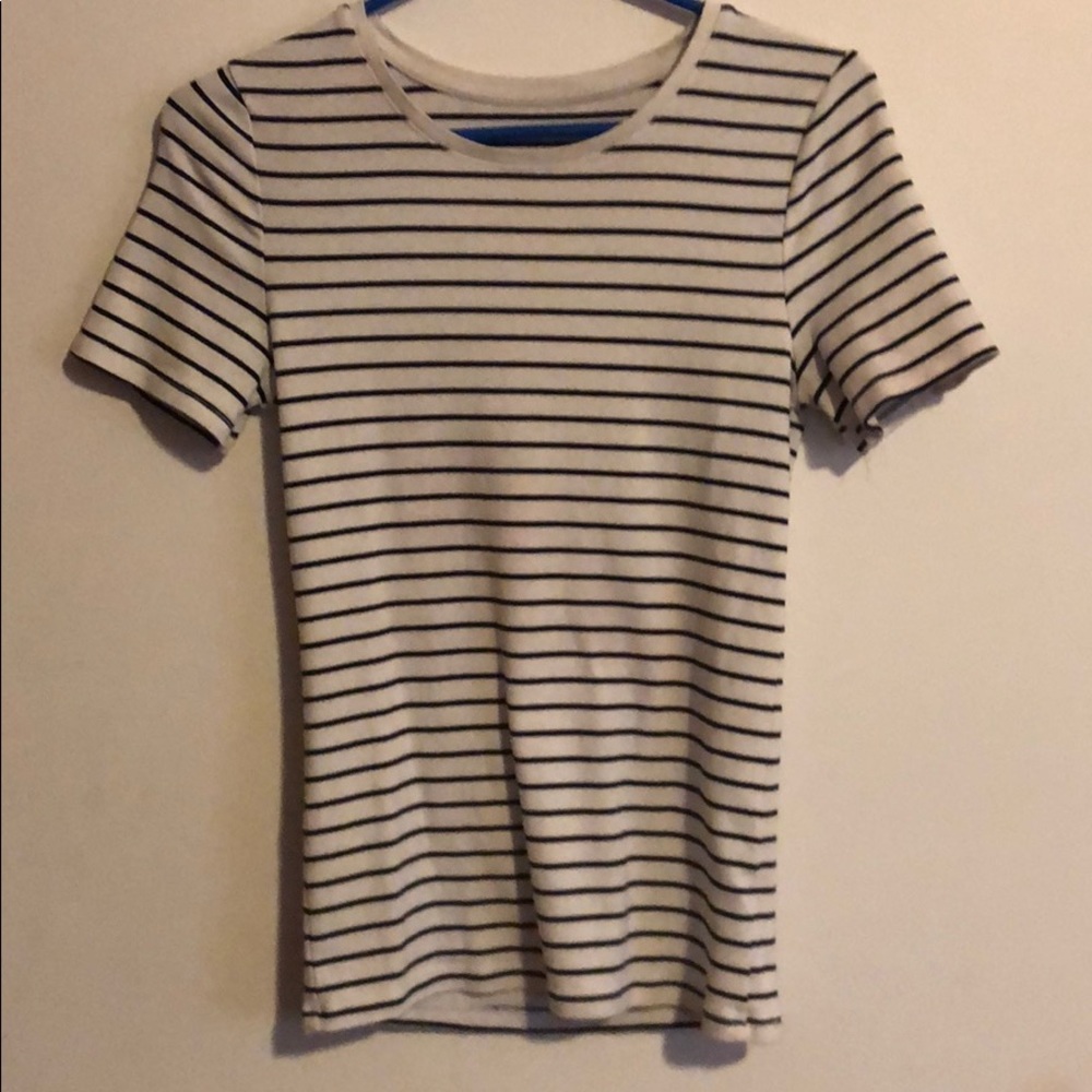 White shirt with black stripes